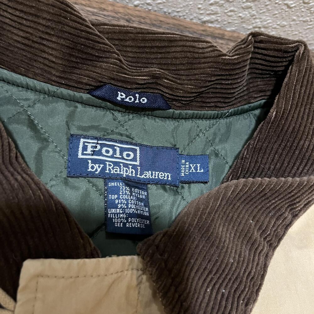 Vintage Polo Ralph Lauren Jacket Men 2X Brown Corduroy Collar Quilted Lined Coat - Picture 3 of 9